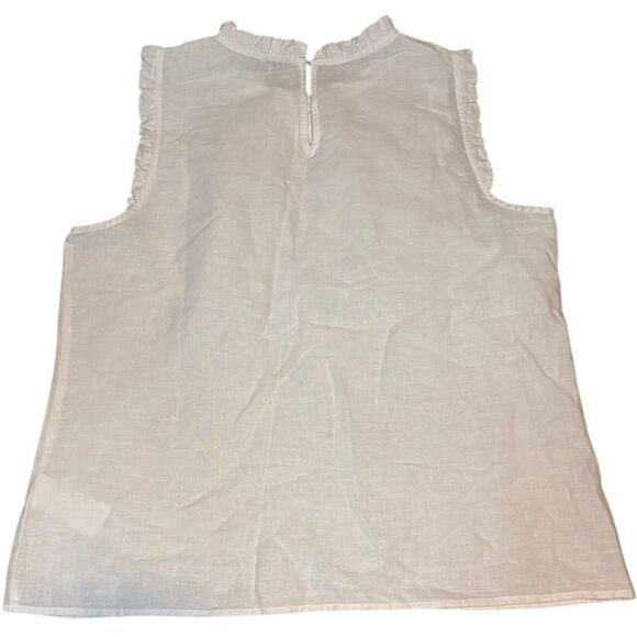 J.Crew White Linen Ruffle Neck Sleeveless Top NWT Size S Summer Essential - Picture 5 of 8